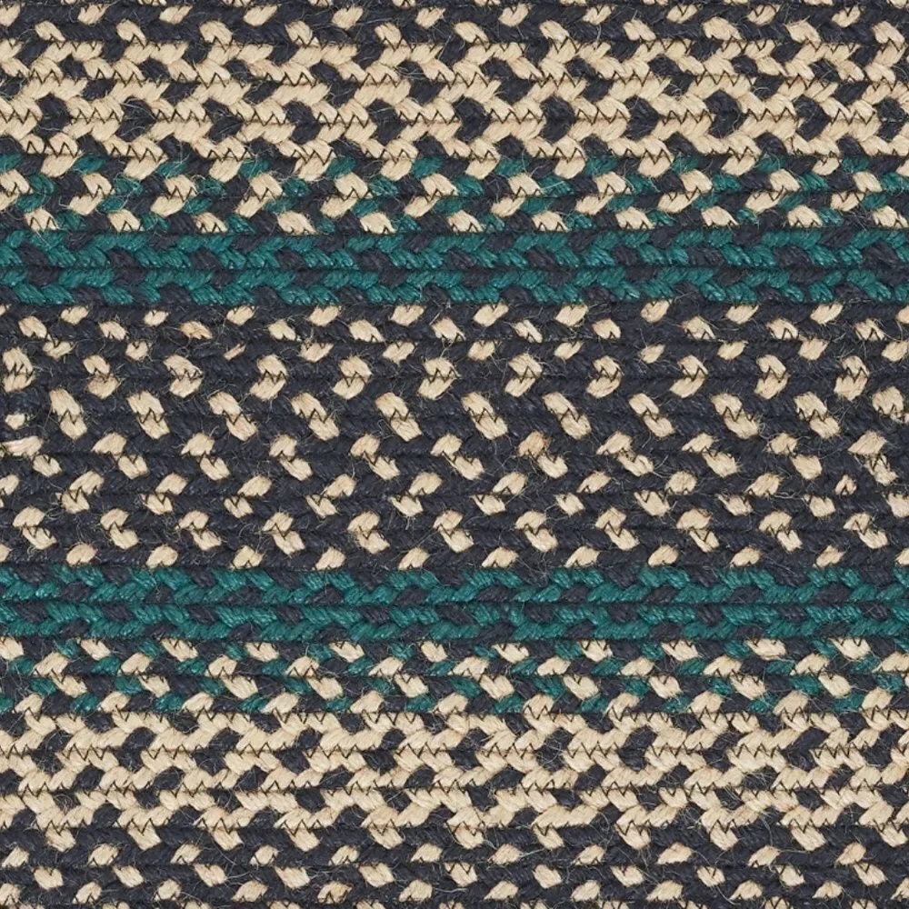 Farmhouse Jute Braided Oval Throw Rug Hunter Green Black Rustic Country Charm